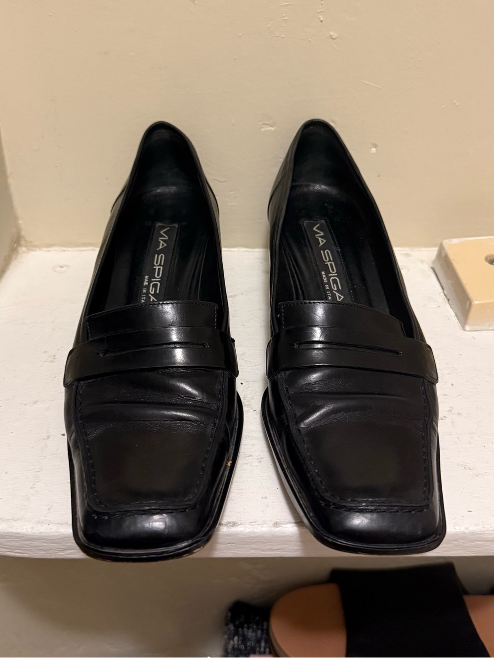 Via Spiga Black Leather Penny Loafers (7)